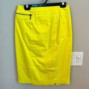 Chartreuse cotton pencil skirt